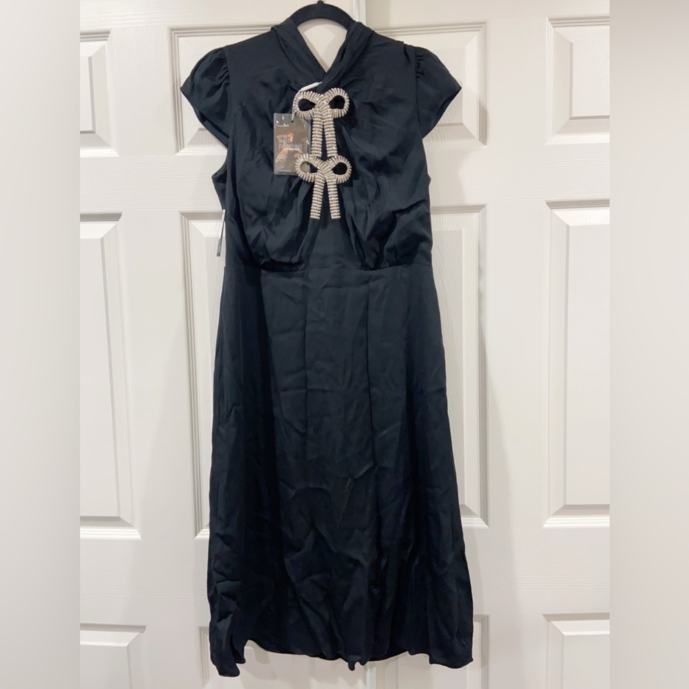 NWT Self Portrait Black Stretch Crepe Maxi Dress - Picture 7 of 12